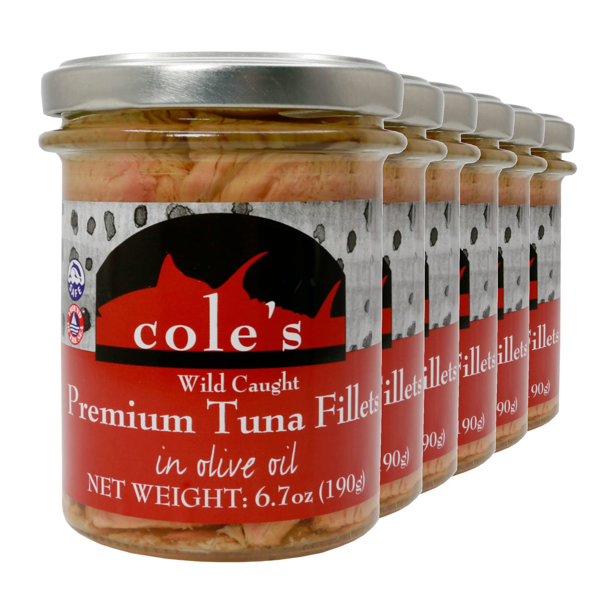 COLES Fresh Canned Tuna Fillets in Olive Oil 6 Pack - Gluten Free Fresh Fish, Wild Caught Tuna Fish, Healthy Snacks, and High Pr