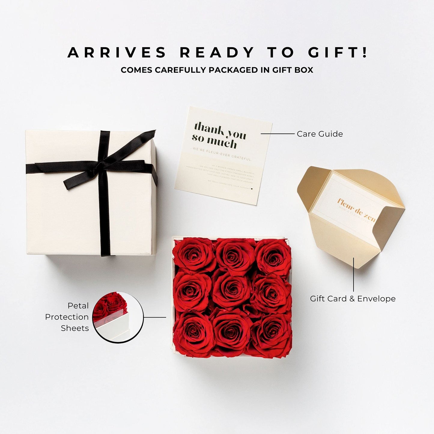 Fleur De Zen Forever Roses In A Box | Gift-Ready Preserved Roses In A Box | 100% Real Flowers For Delivery Prime | Valentines Da