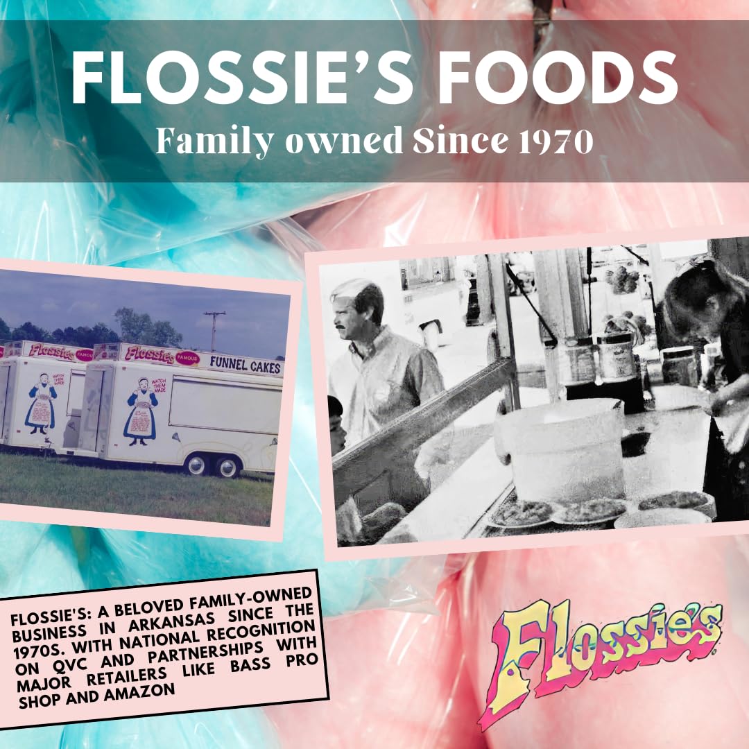 Flossies Famous Cotton Candy Blue and Pink Party Flavors, 2.4oz Bag (6-Pack)