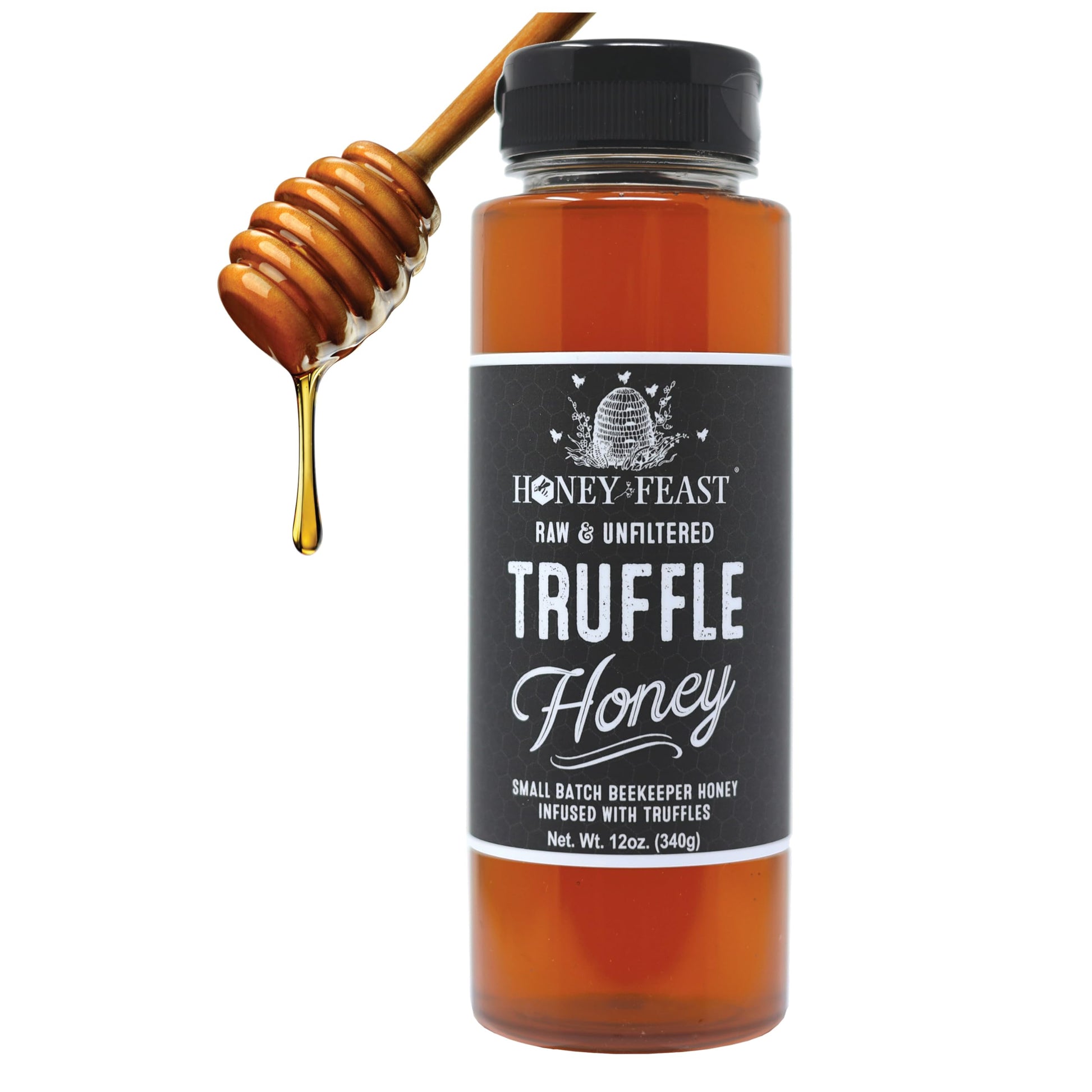 Honey Feast Truffle Honey - Gourmet Infused Honey with Black Truffle, 12oz