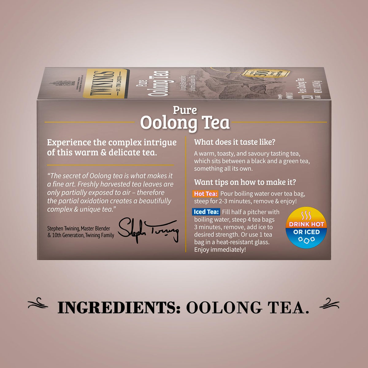 Twinings Pure Oolong Tea - Golden Caffeinated Tea, Individually Wrapped Tea Bags, 20 Count