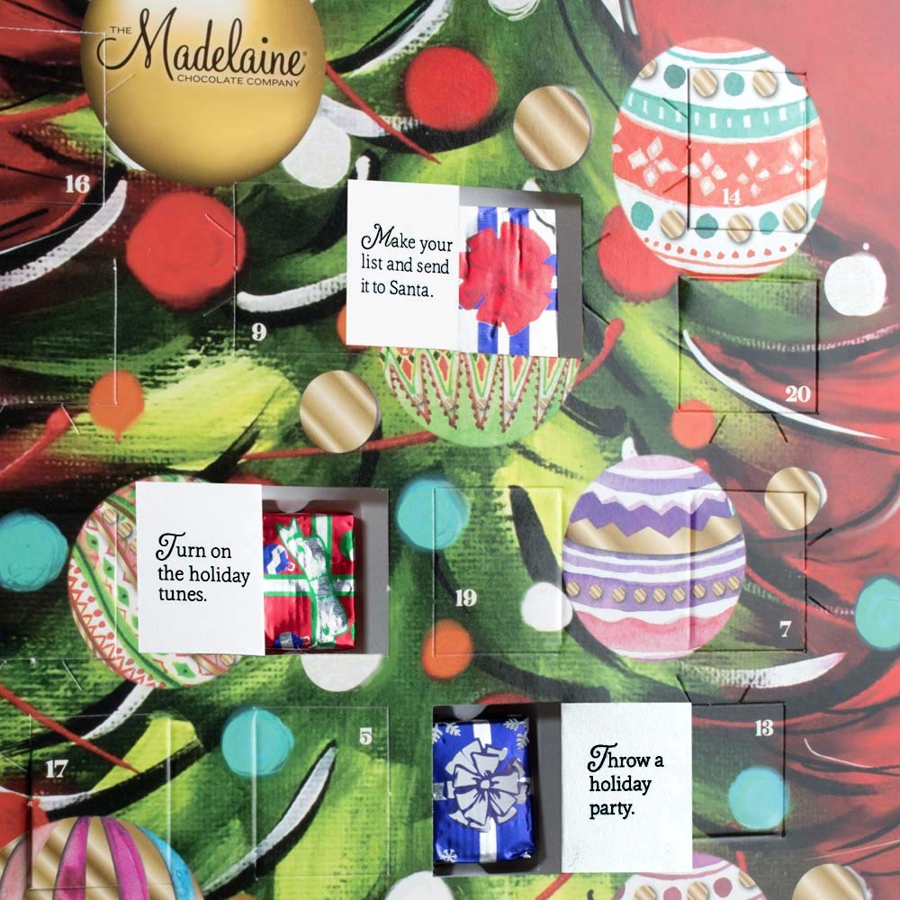Madelaine 2025 Christmas Advent Calendar - Chocolate & Candy Christmas Countdown for Kids  Women  Men  Teen Girls & Boys - Holiday  Advent Calendars - Christmas Tree - 8 Oz
