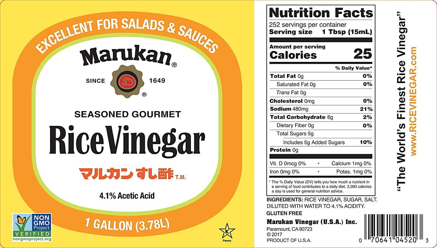 Marukan Seasoned Gourmet Rice Vinegar, 1 Gallon, Pack of 2, Model VC-a3-76597
