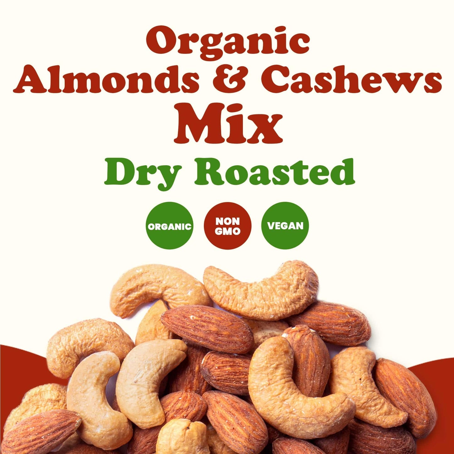 Food to Live Organic Dry Roasted Almonds and Cashews Mix, 8 Pounds - Unsalted Oven Roasted Nuts, Non-GMO, Protein Rich Trail Mix