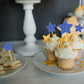 Gyufise 42Pcs Mixed Size Deep Blue Little Star Cupcake Toppers Glitter Twinkle Star Cupcake Picks For Wedding Engagement Bridal