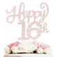 Happy 16Th Birthday Rose Gold Rhinestone Cake Topper - 16Th Birthdayanniversary,Cheers To Sixteen Years Old Bday Party Metal Spa