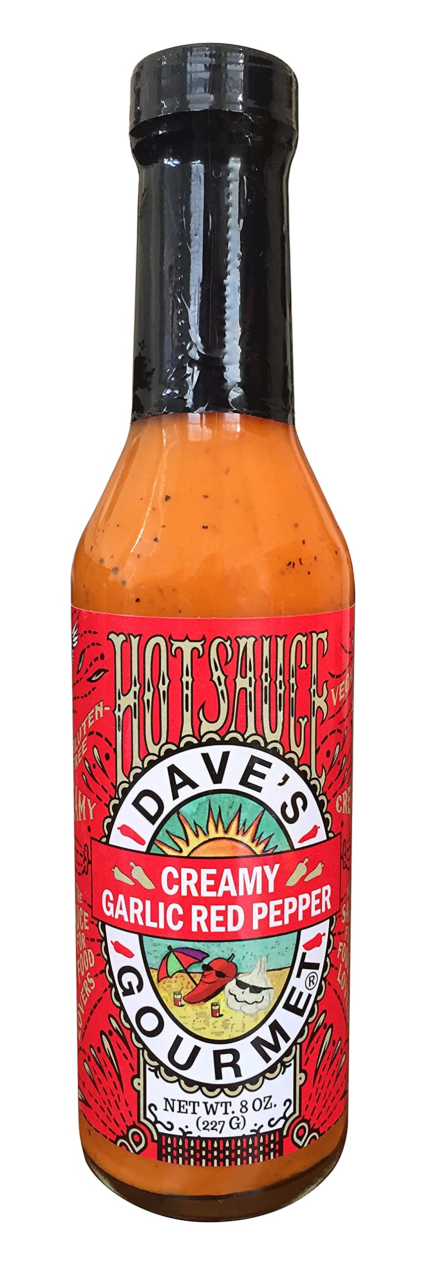 Dave's Gourmet Creamy Garlic Red Pepper Hot Sauce, 8 Ounce