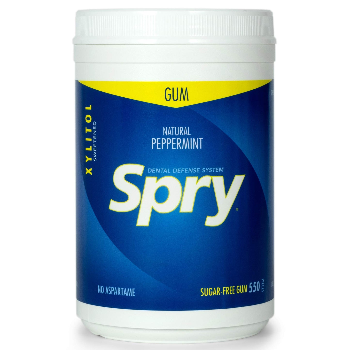 Spry Fresh Natural Xylitol Chewing Gum Dental Defense System Aspartame-Free Sugar Free Gum (Peppermint, 550 Count - Pack Of 1)