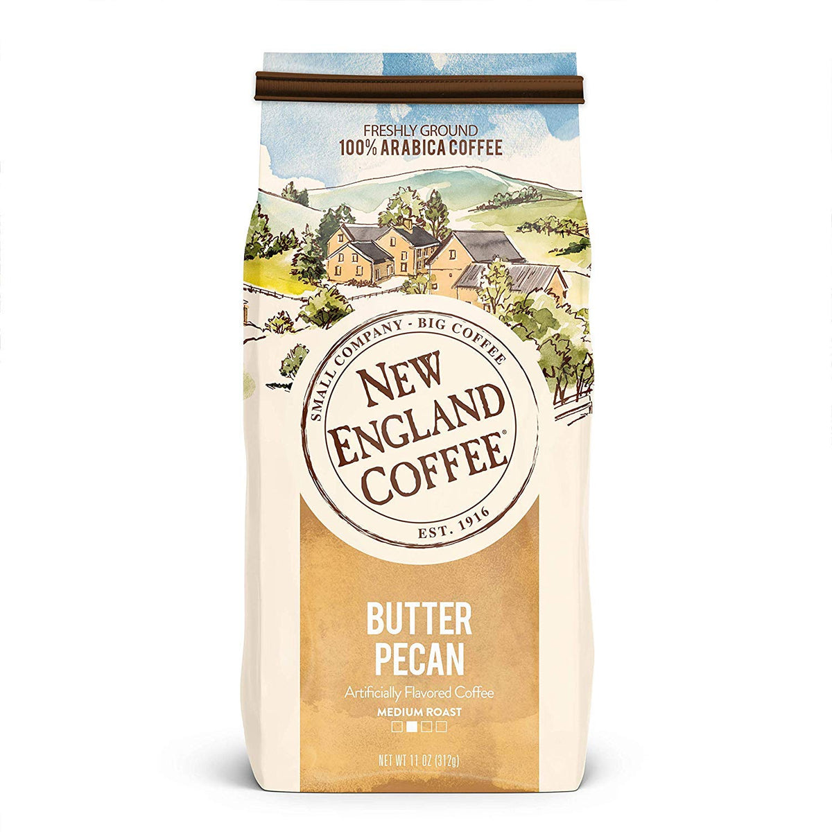 New England Coffee Butter Pecan Ground Coffee, 11 Ounce