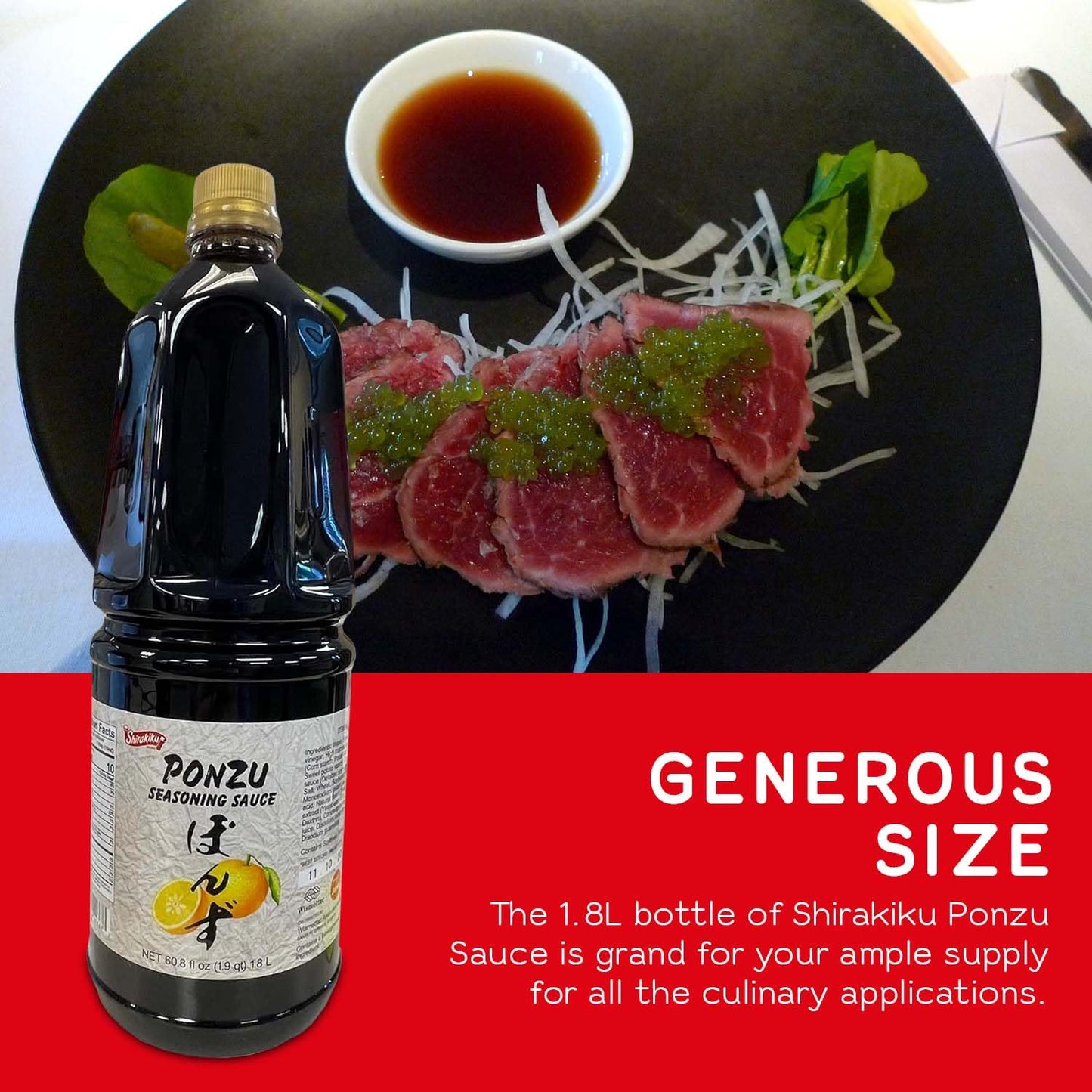 Shirakiku Ponzu Sauce | Authentic Japanese Seasoning Sauce, Low-Calorie, Made With Soybeans, Wheat, Brewed Vinegar, Yeast Extrac