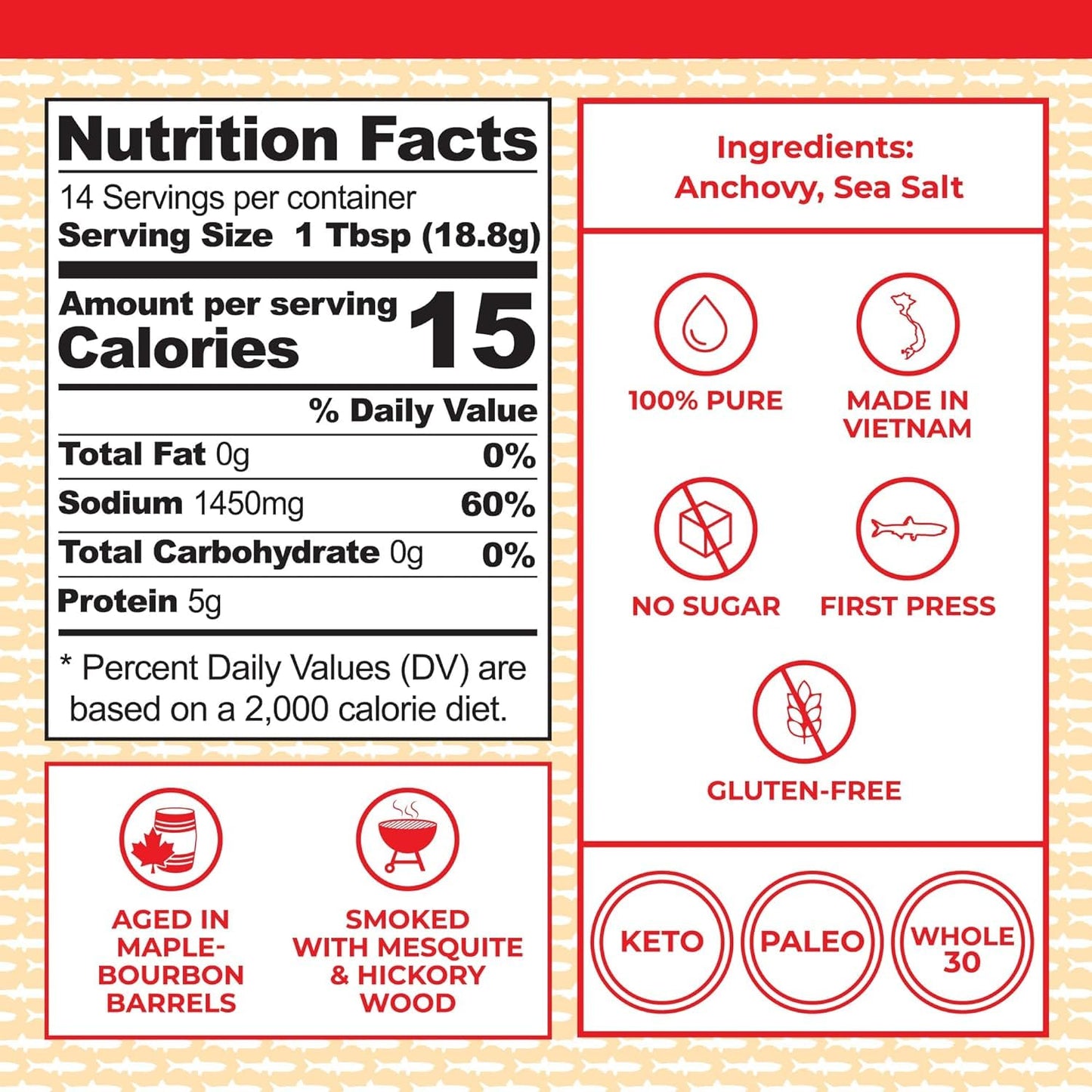 Red Boat Fish Sauce, Hardwood Smoked | Enhanced 50°N Fish Sauce Sustainably Made With Just Two Ingredients In Vietnam | Higher Protein For Exceptional Flavor And Aged In Spirit-Inspired Flavor Barrels | Gluten And Sugar Free, No Preservatives | 6.8 Fl Oz.