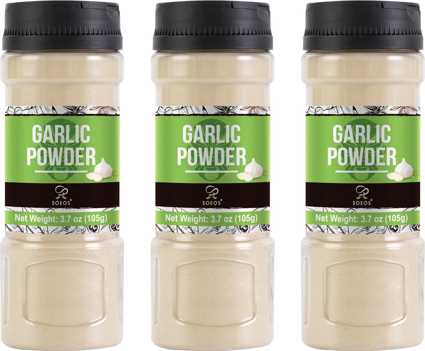 Soeos Garlic Powder  Garlic Powder Seasoning  Additive Free  Non-Gmo  Garlic Seasoning For Flavor Vegetables  Grilled Meats  Salads  Dressings And More  3.7 Ounce(Pack Of 3)