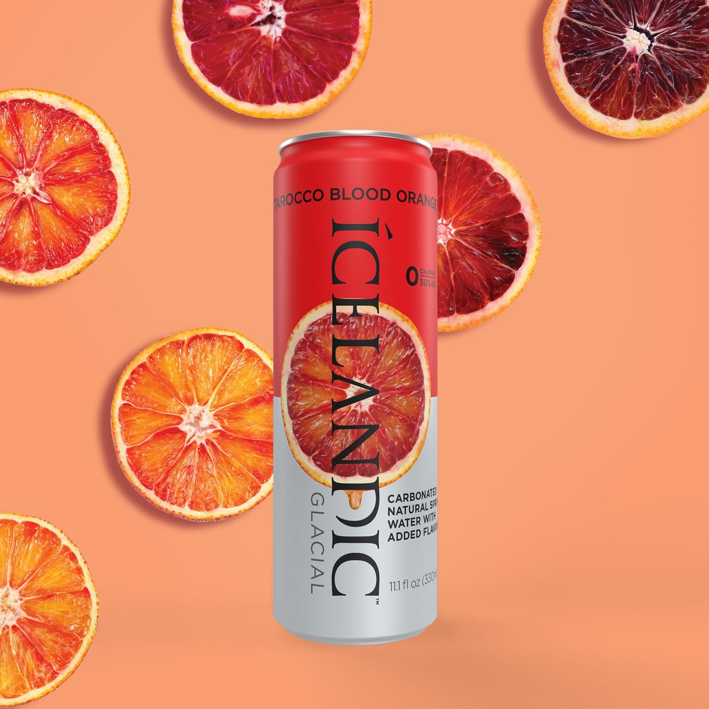 Icelandic Glacial Sparkling Water, Tarocco Blood Orange, 11.1 Fl Oz Cans, Pack of 10