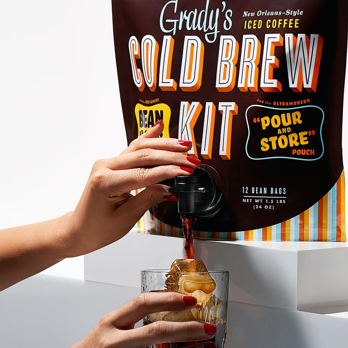 Grady'S Cold Brew Coffee, Original, Cold Brew Kit With 12 (2Oz.) Bean Bags Plus 1 Pour And Store Pouch Included, New Orleans Sty