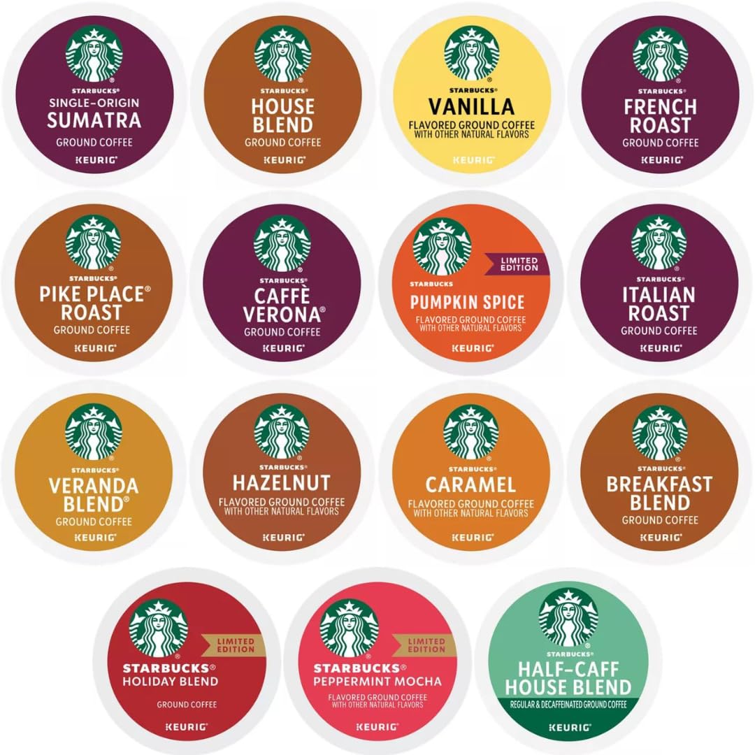 KUPIX Starbucks Variety Pack K-Cup Coffee Pods, 30 Count, 15 Unique Flavors for Keurig Brewers