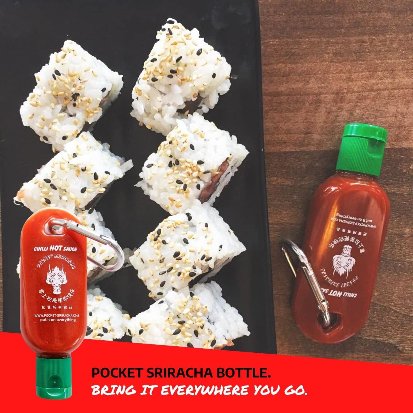 Pocket Sriracha Mini Sriracha Hot Sauce Bottle Keyring 1 PACK Bring Hot Sauce with you Everywhere - Great Chilli Sauce Gift (Shi