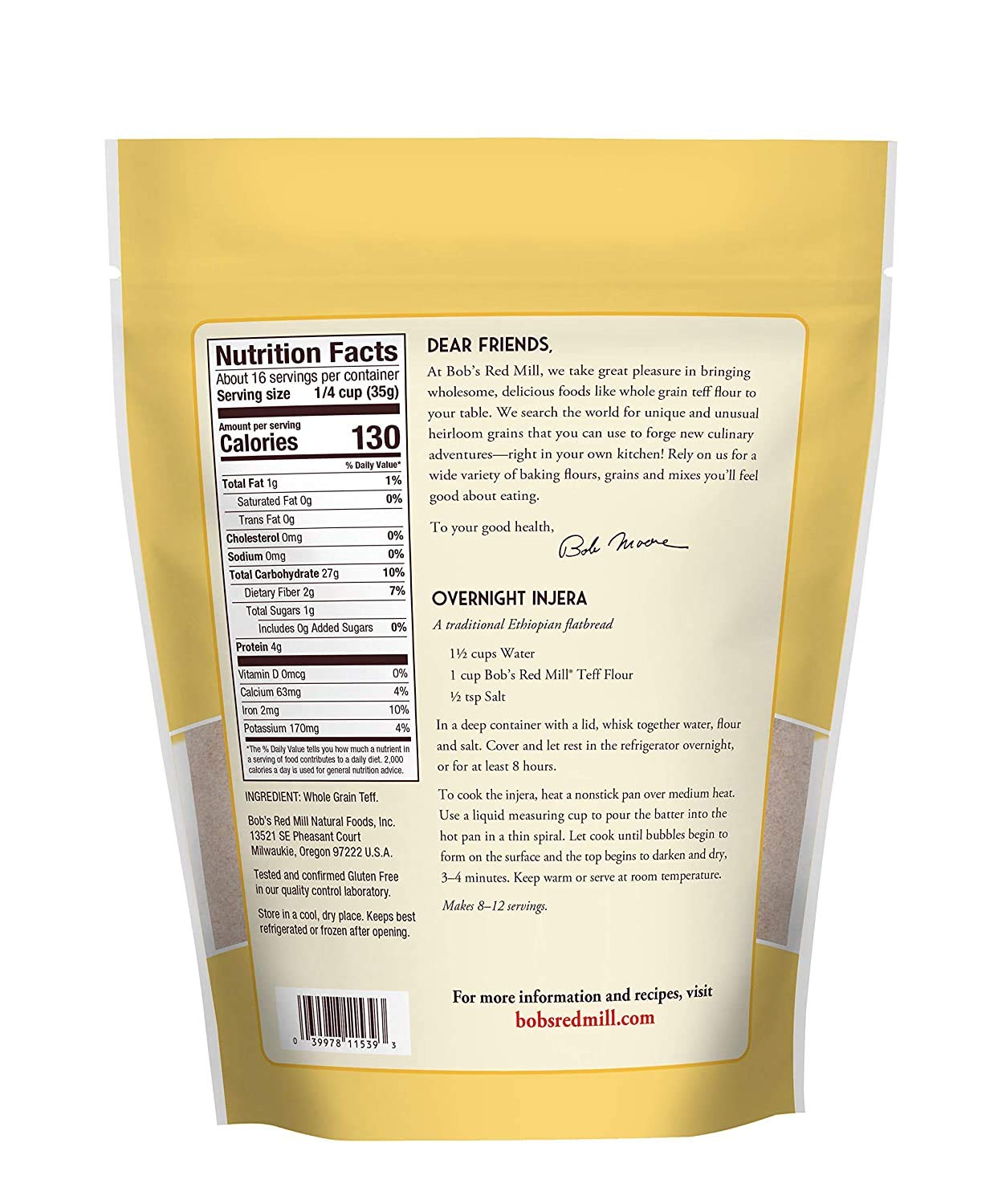 Bob'S Red Mill Teff Flour, 20 Oz (Pack Of 3)