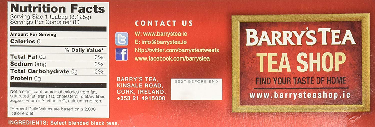 Barry'S Tea, Gold Blend, 80 Tea Bags (Pack Of 4)