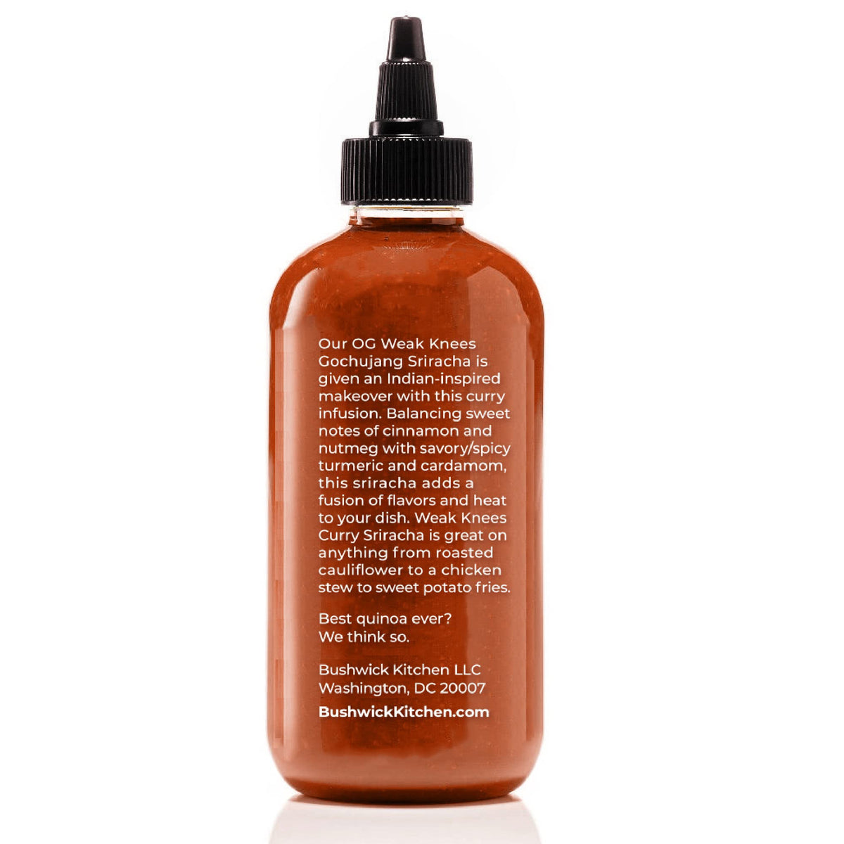Weak Knees Curry Sriracha Hot Sauce, Infused with Aromatic Curry Spices, Bold Korean Gochujang Paste & Classic Sriracha, Made in