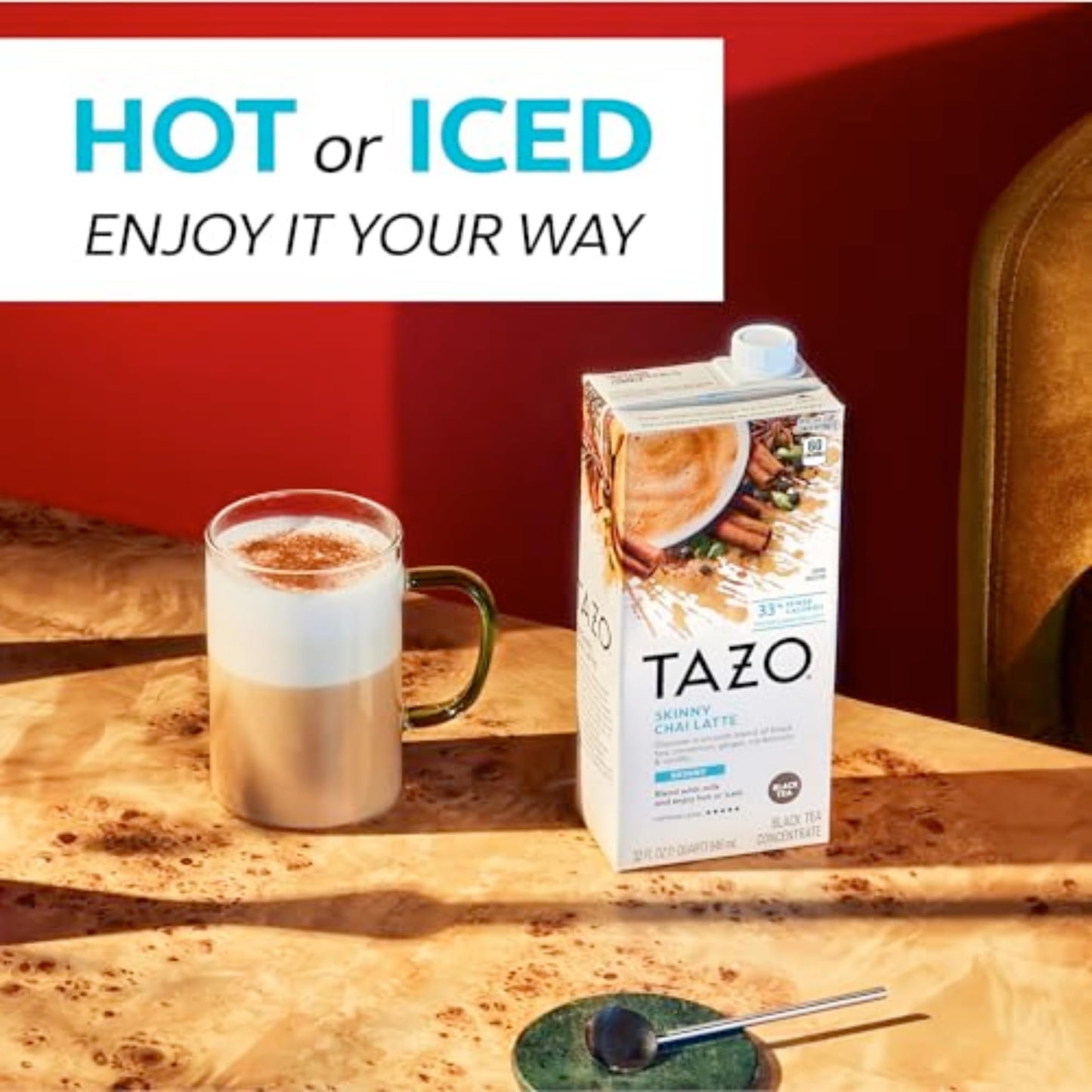 TAZO Skinny Chai Latte Concentrate, Low Calorie, 32 Fl Oz (Pack of 2)