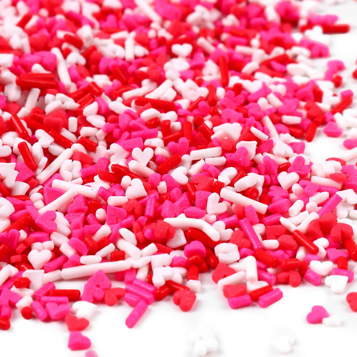 Heart Sprinkles Valentines Edible Sprinkle Mix 7 ounces Red Pink White Heart Shapes Jimmies Perfect for Cake Decorations Baking 