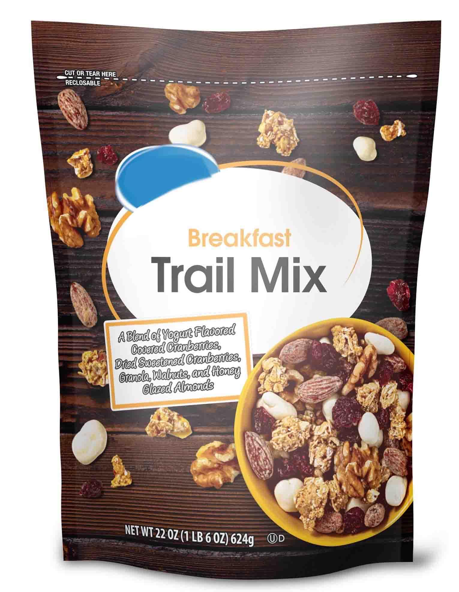 Breakfast Blend Trail Mix: Yogurt Covered Cranberries, Dried Cranberries, Crunchy Granola Bites, Walnuts & Honey Roasted Almonds