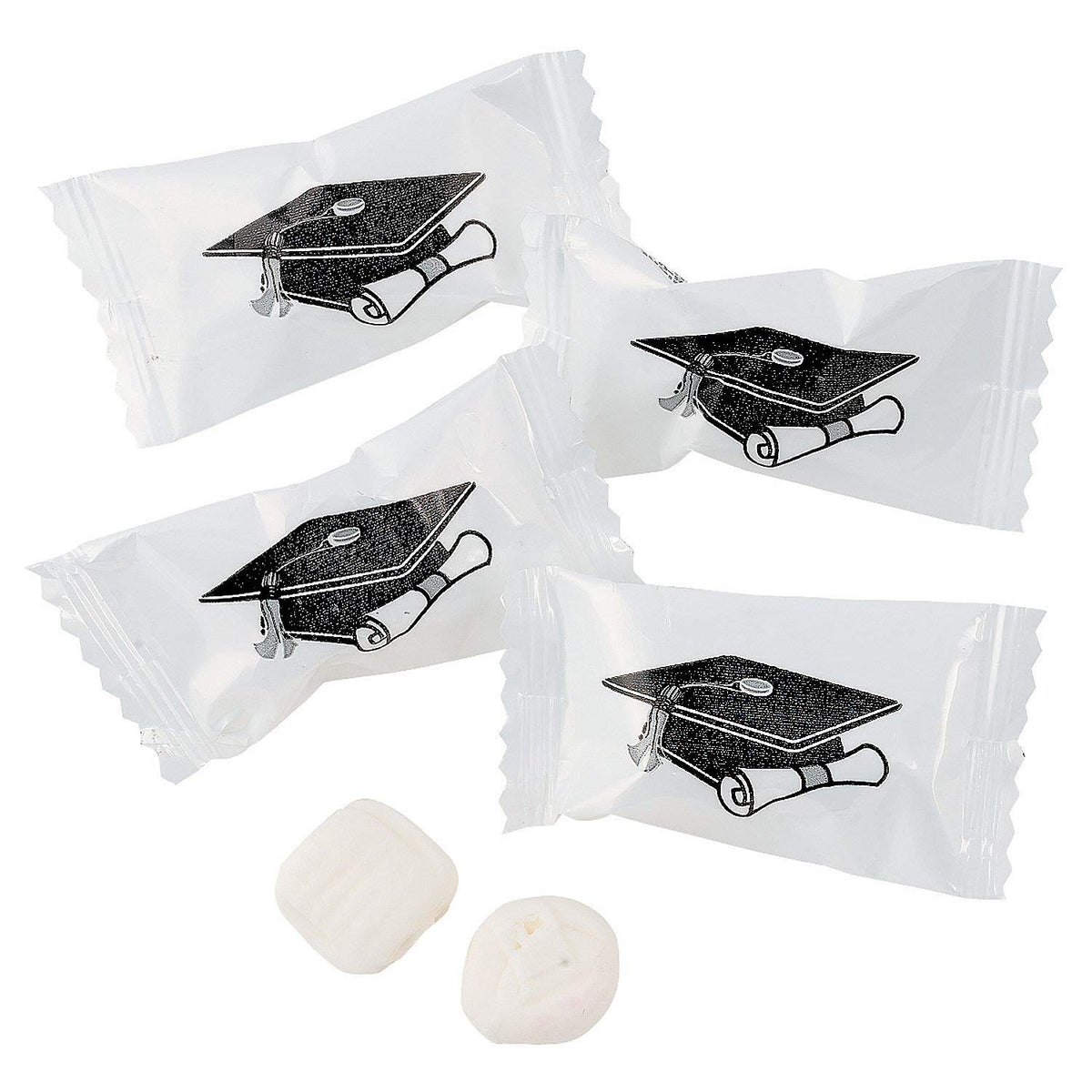 Graduation Buttermints, Graduation Party Candy, Candy Buffet, 108 Pieces, Individually Wrapped Pieces (White)