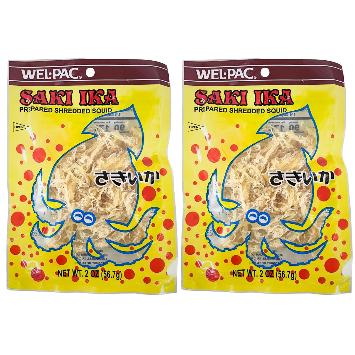 Japanese Welpac Saki Ika Prepared Shredded Dried Squid 2 oz (2 pack)