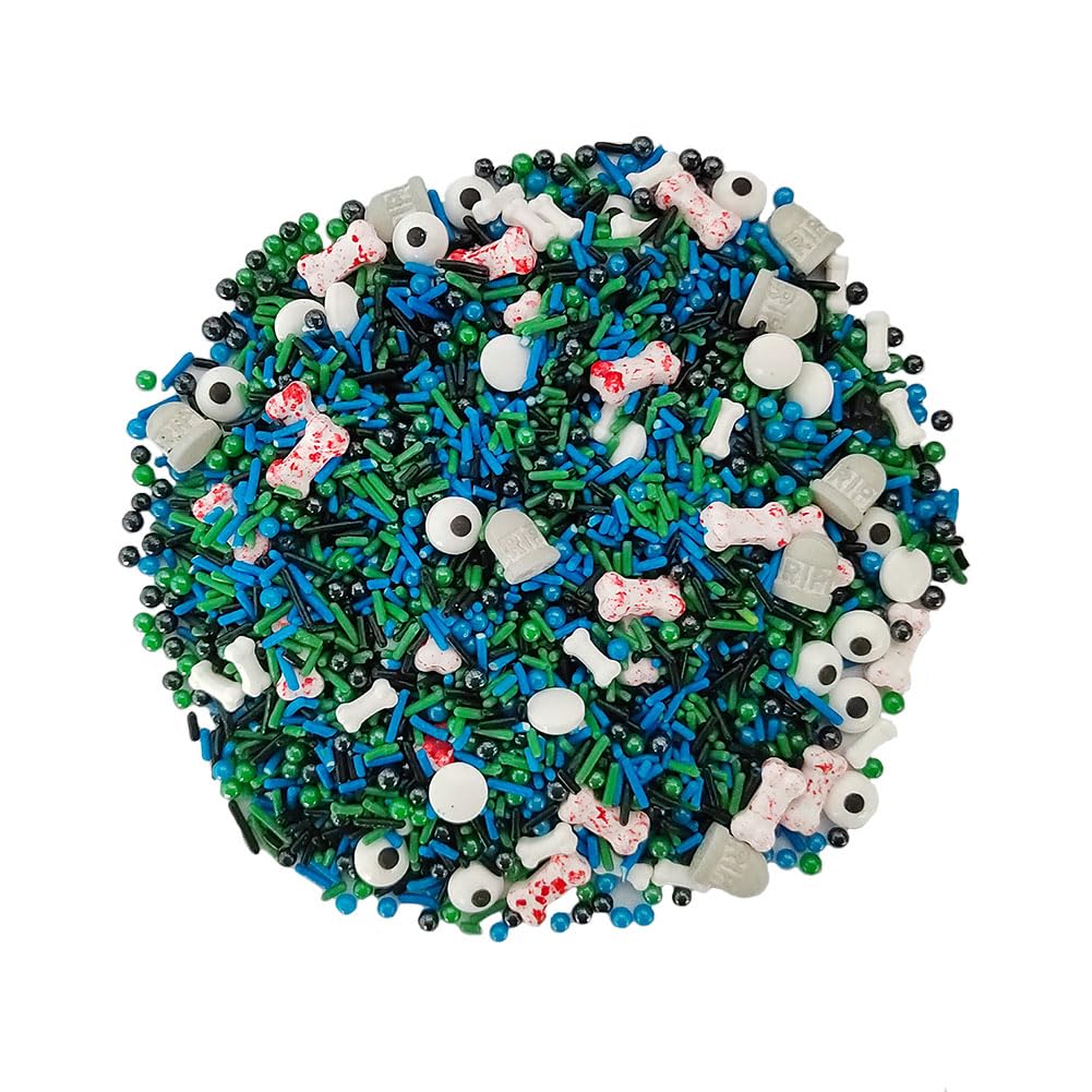 1 Bottle Candy Eyeballs Eyes Cake Cupcake Toppers Edible Baking Bones Tombstone Halloween Sprinkles Cookie Decorations Holiday Party Christmas Supplies(100G/3.5Oz)