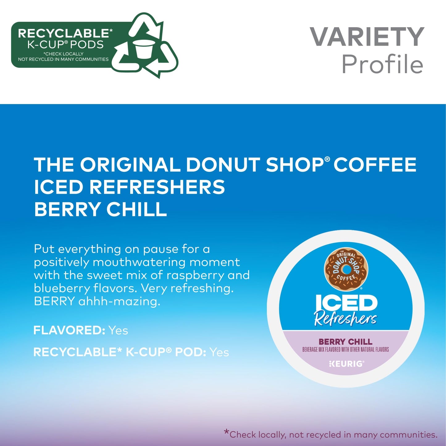 The Original Donut Shop Iced Refreshers, Berry Chill, Brew Over Ice Single Serve Keurig K-Cup Pods, 20-Count Box