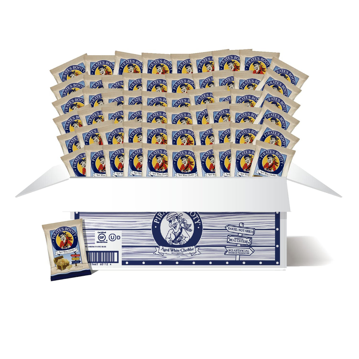 Pirate'S Booty Aged White Cheddar Cheese Puffs, 60Ct, 0.5Oz Individual Snack Size Bags, Gluten Free, Healthy Kids Snacks, 100 Ca