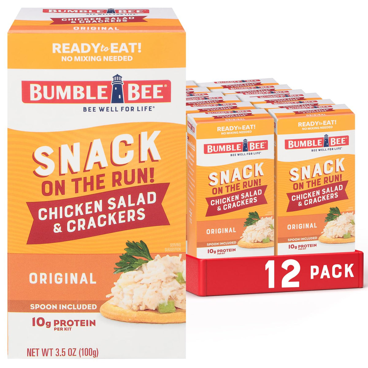 Bumble Bee Snack on the Run Chicken Salad with Crackers Kit, 3.5 oz (Pack of 12) - Ready to Eat, Spoon Included - Shelf Stable &