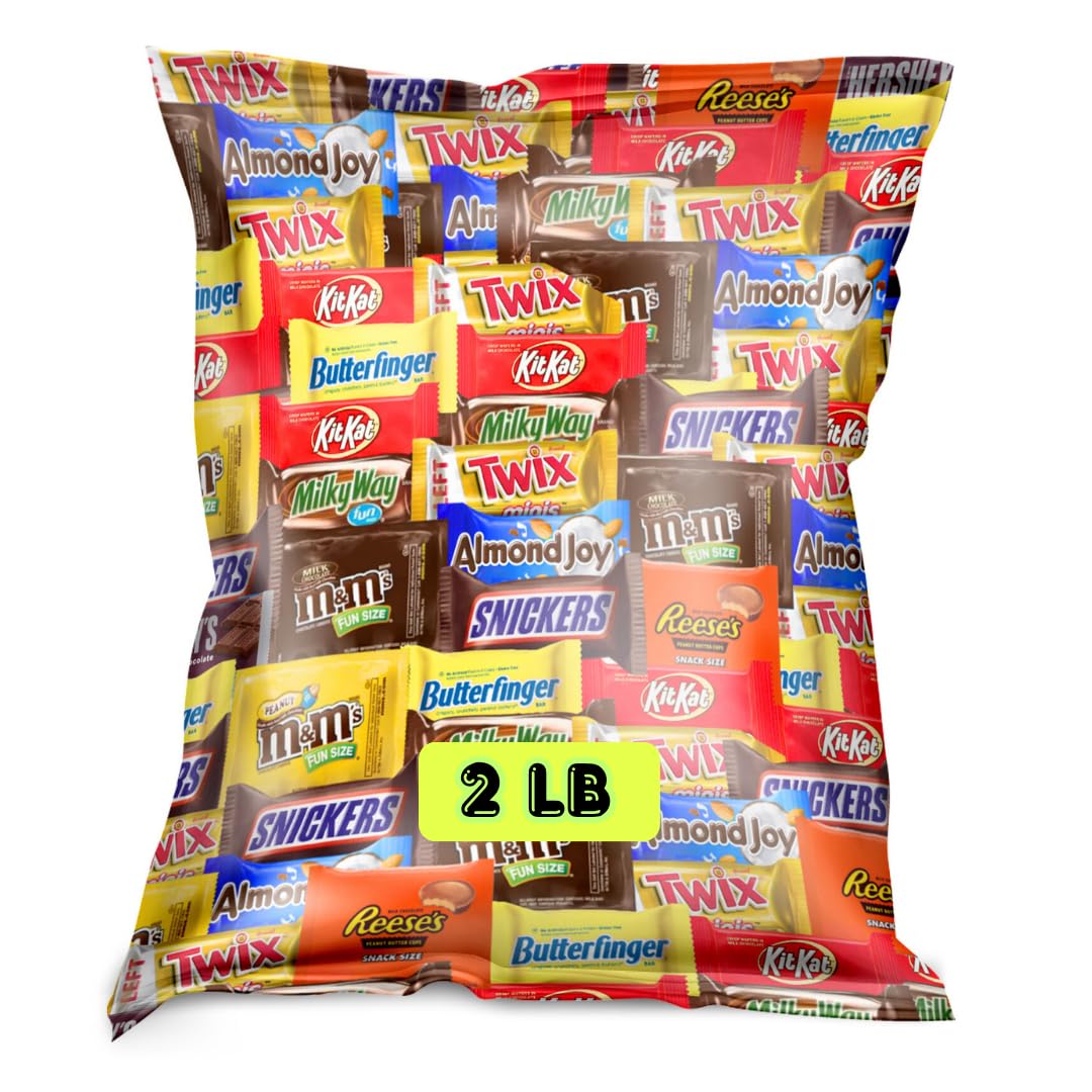 Bulk Assorted Fun-Size Chocolate Candy Mix - 2 lb Variety Bag - Individually Wrapped Mini Chocolates for Parties  Candy Buffets  Office Snacks  Pinatas  Weddings & Holiday Celebrations
