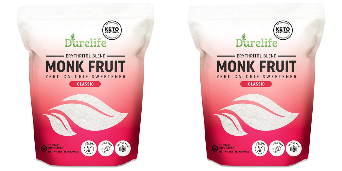 Durelife Monk Fruit Sweetener, Classic - White Sugar Substitute, Keto Diet Friendly, 1:1 Sugar Replacement, Zero Calorie, Classi