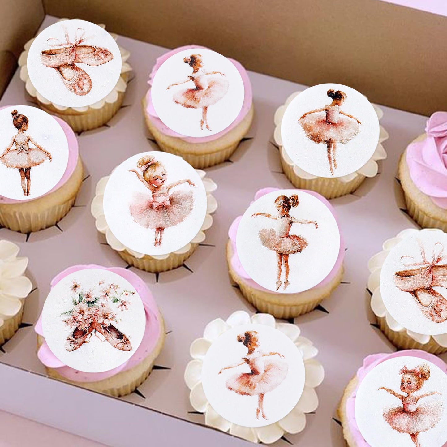 Keaziu 40PCS Edible Cupcake Toppers Ballerina Tutu Picks 2x0.05 Pink Purple Blue Green for Wedding Baby Shower Birthday Party