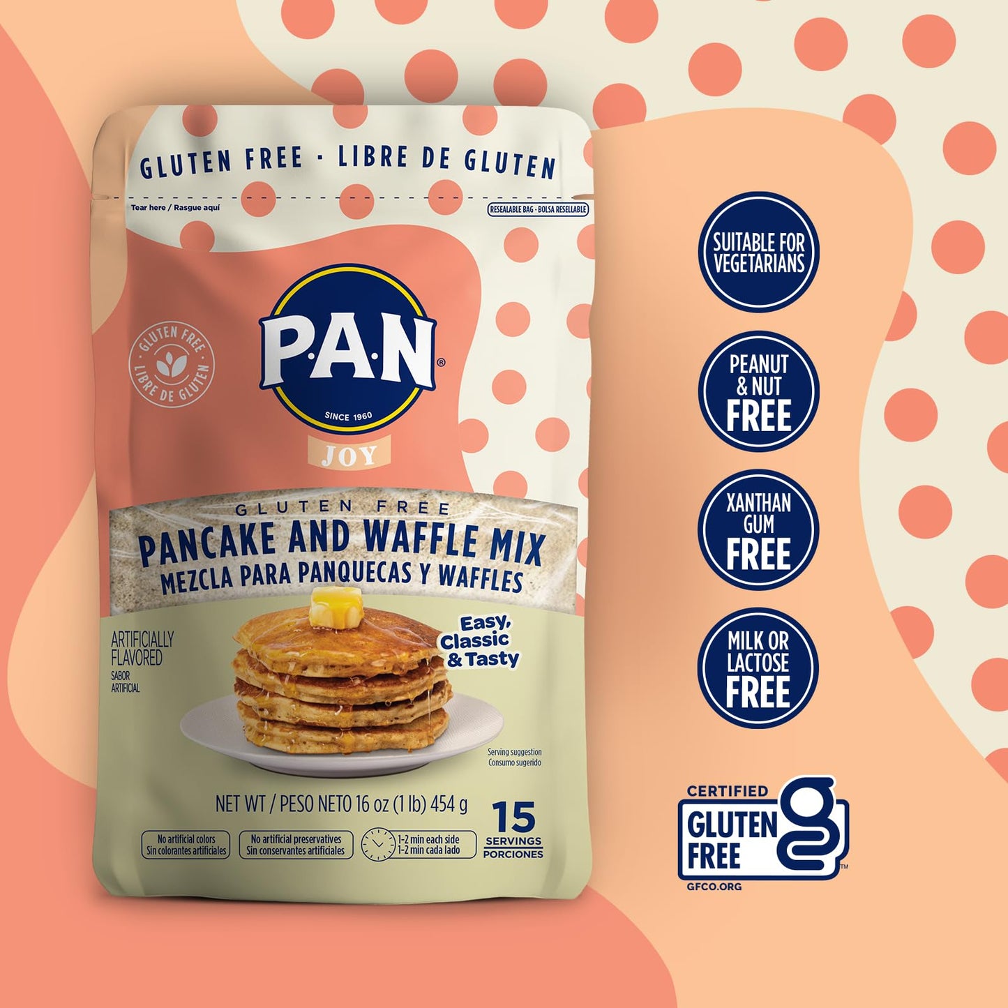 P.A.N Pancake and Waffle Mix - Gluten Free 1 lb. (6 Pack)