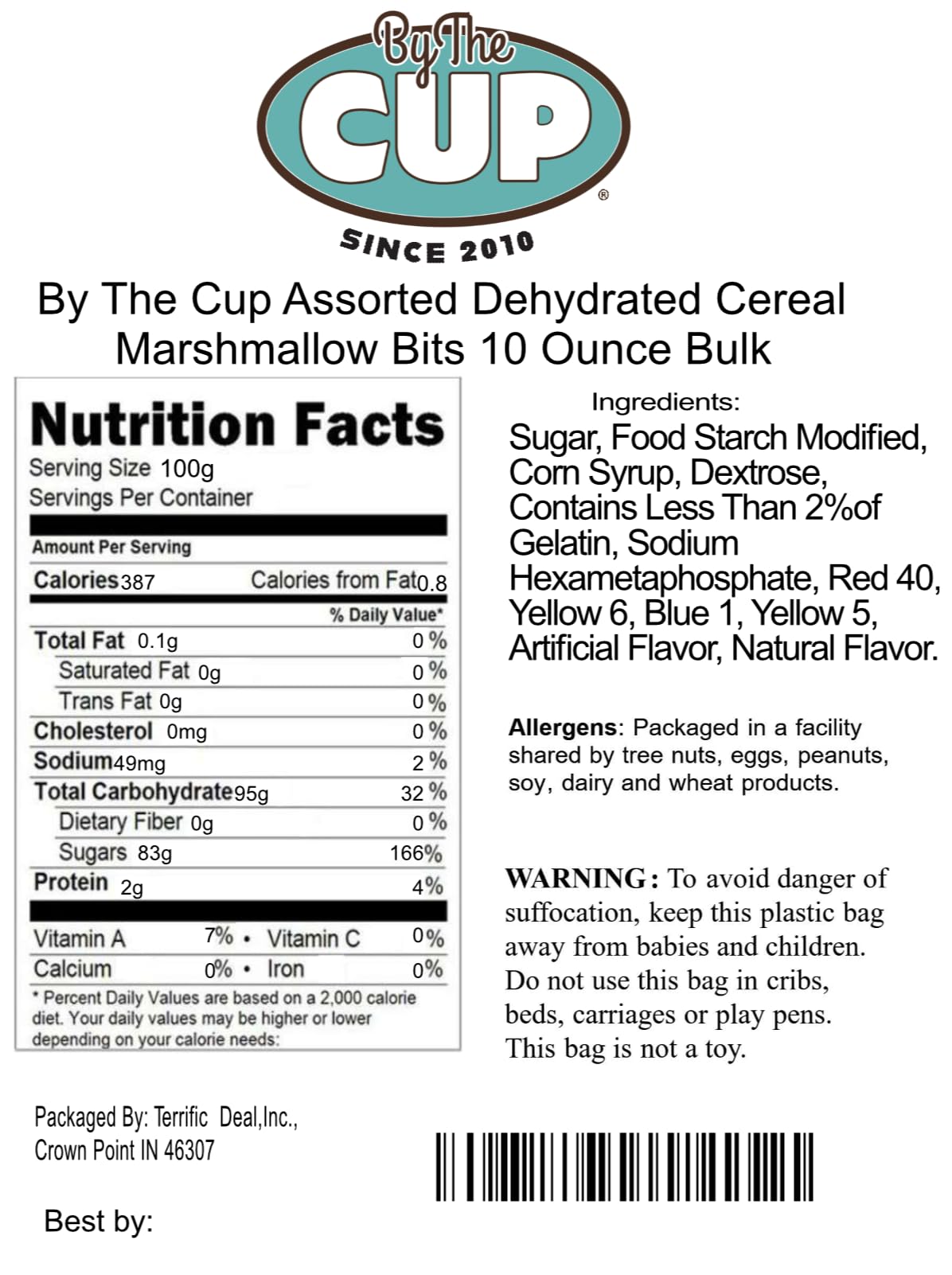 By The Cup Assorted Dehydrated Cereal Marshmallow Bits, 10 Oz Bulk Bag