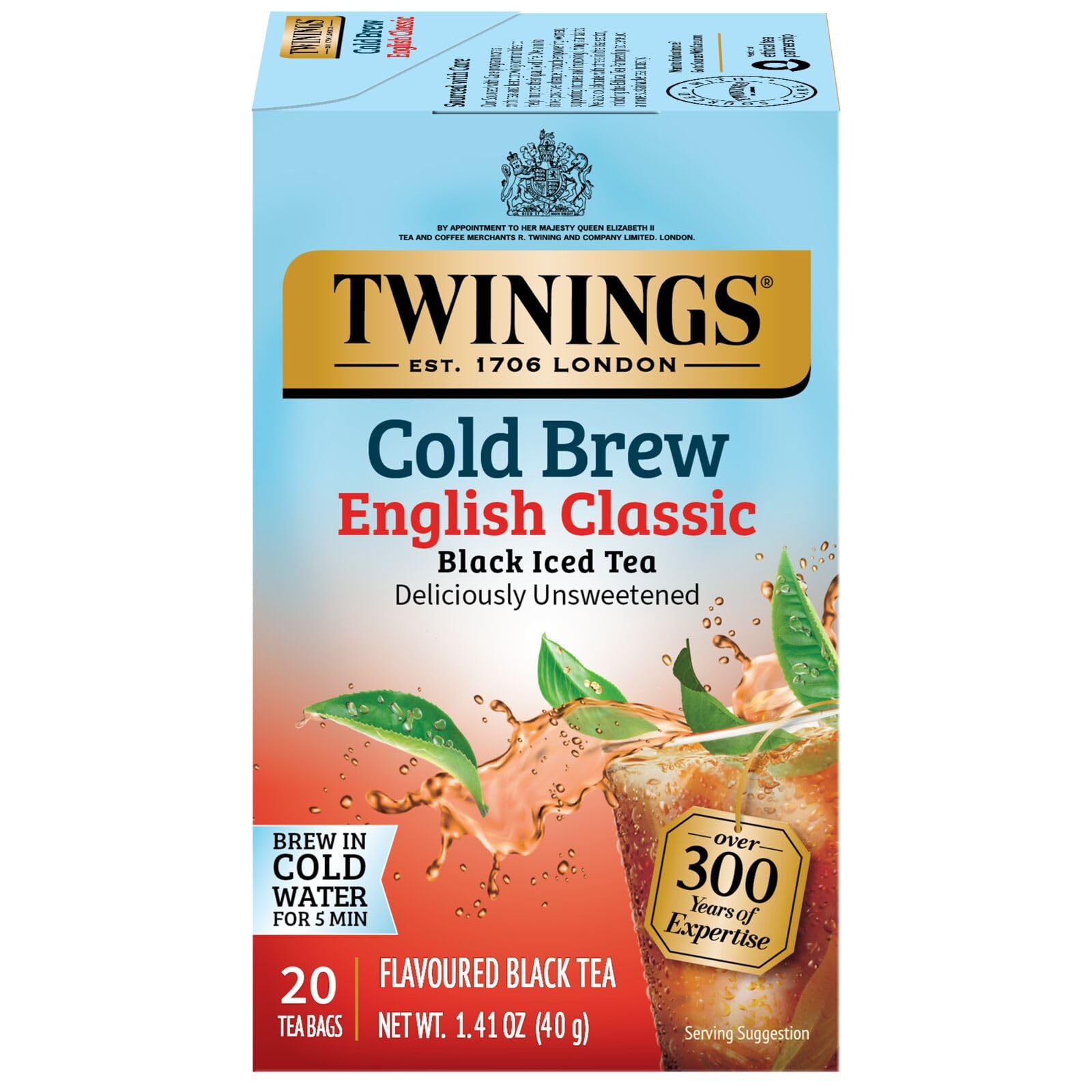 Twinings English Classic Cold Brew Iced Tea Bags, 20 Count (Pack Of 1), Unsweetened Black Tea, Caffeinated, 20 Teabags