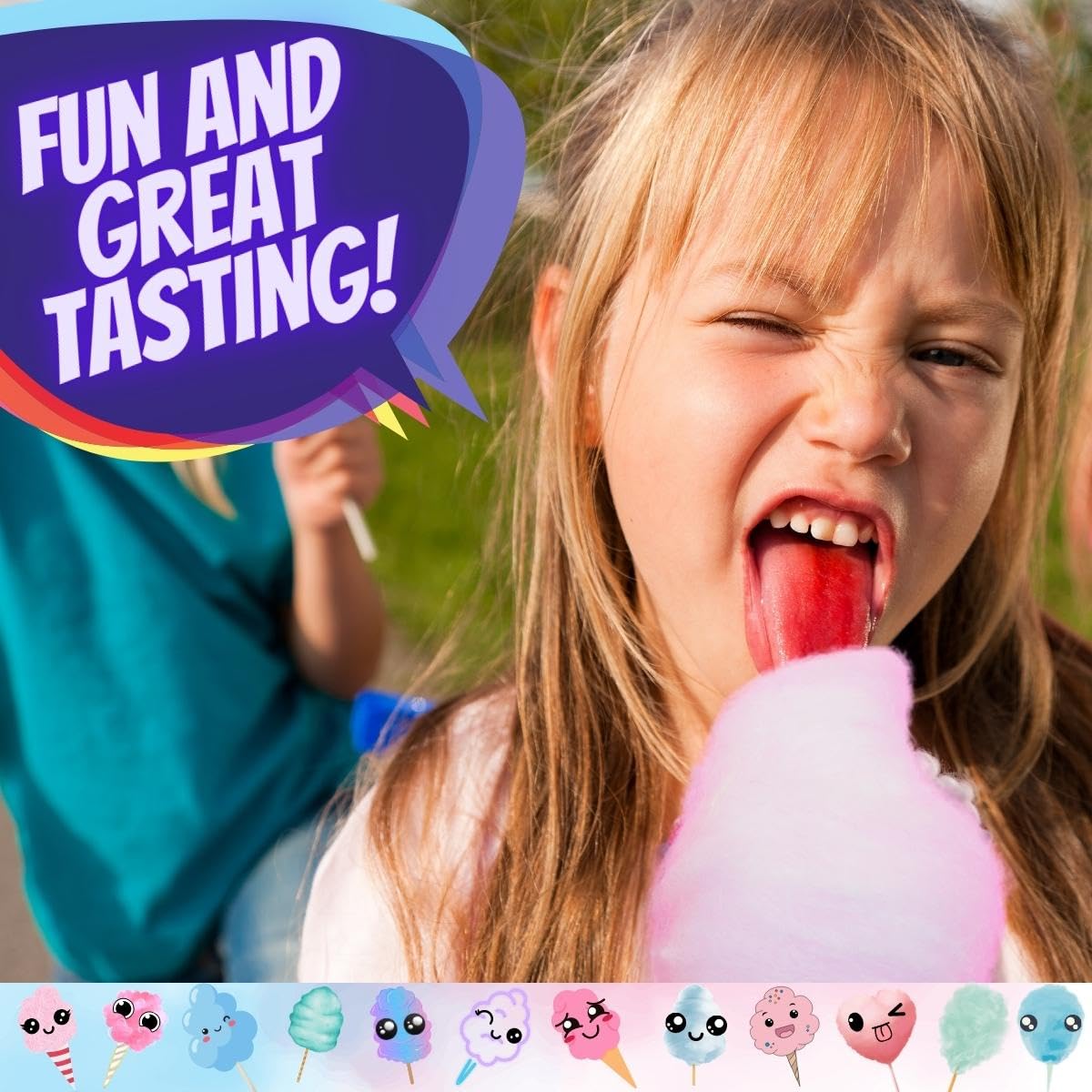 Lupy Lups! Sugar Mix Kit Floss Sugar With 3 Count -14.10 Oz Plastics Jars Of Blue Raspberry, Purple Grape & Pink Cherry- 50 Pape
