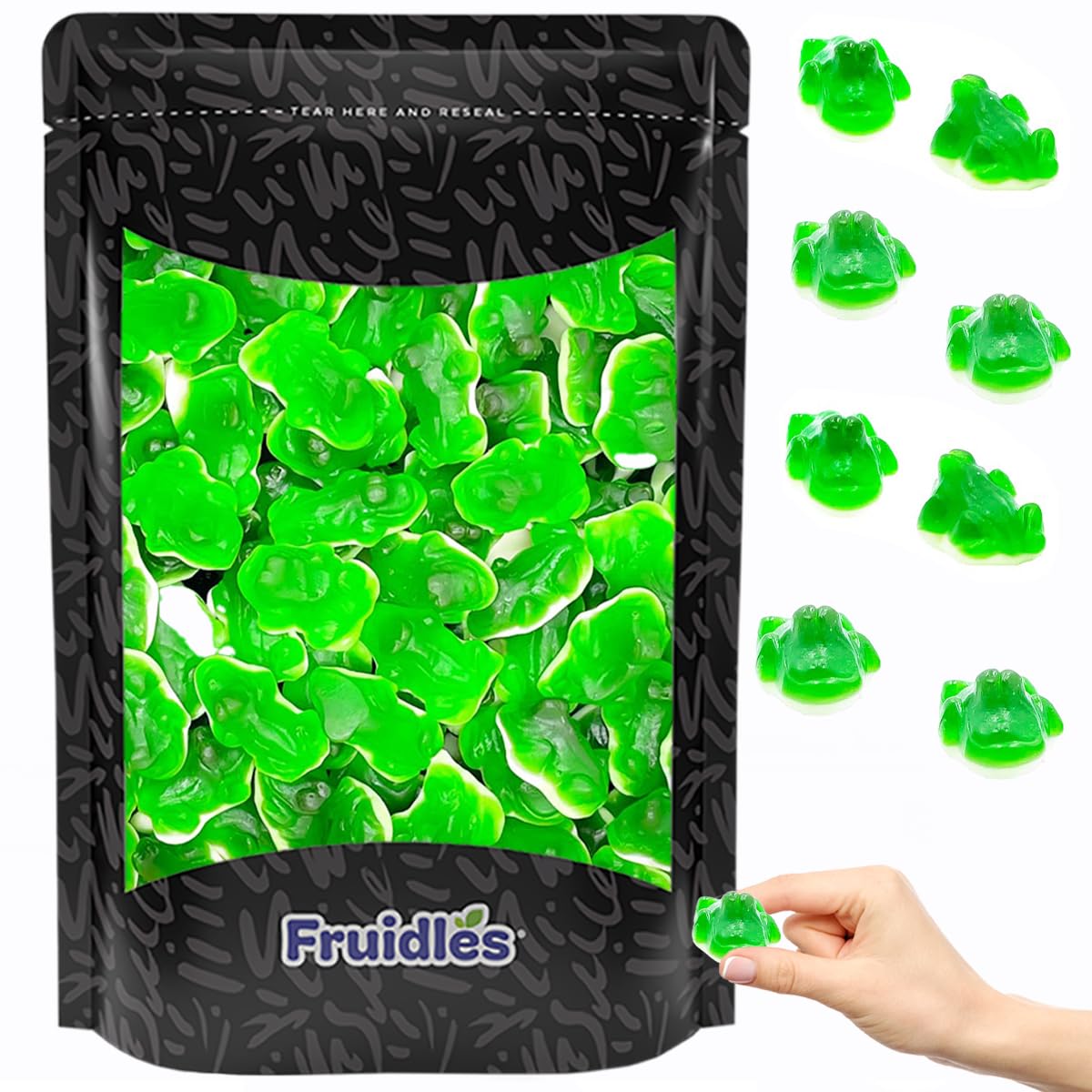 Fruidles Green Frogs Gummi Candy, Delicious Fruit Flavors Gummies (1 Pound)