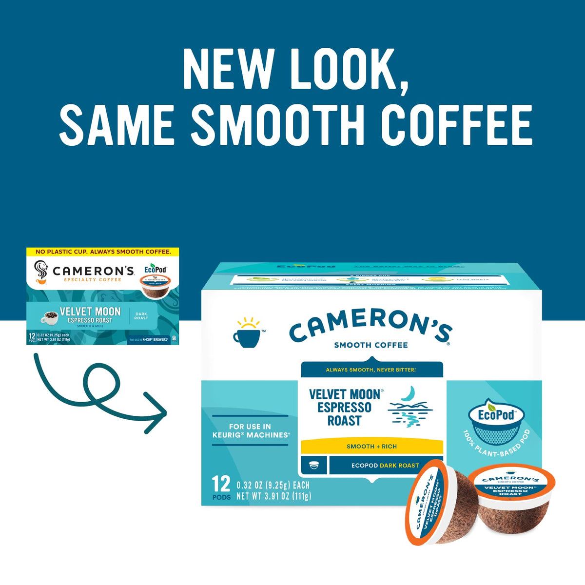 Camerons Coffee Single Serve Pods, Velvet Moon, 12 Count (Pack of 1)