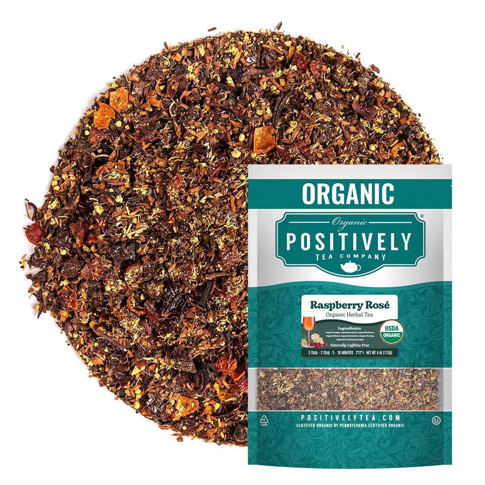 Organic Positively Tea Company  Raspberry Ros?  Herbal Tea  Loose Leaf  4 Ounce