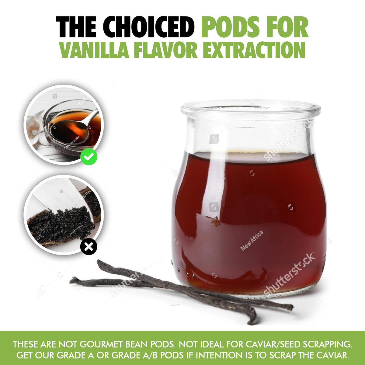 FITNCLEAN VANILLA Organic Madagascar Vanilla Beans Grade B, 10 Count, 5.5-7 Non-GMO spirit-inspired flavor Pods for Extract and Cooking