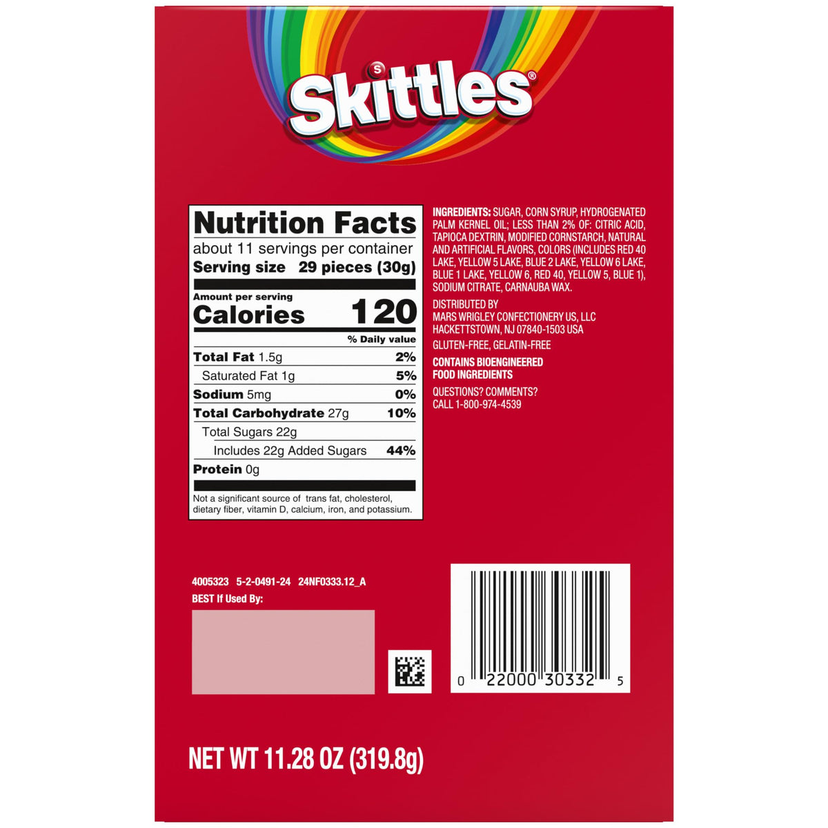 Skittles Original Chewy Candy Gift Box With Congrats Card For Graduation, Anniversary, Engagement, Wedding, Baby, New Job And All Congratulations Celebration Card Gift, 11.28 Oz Box