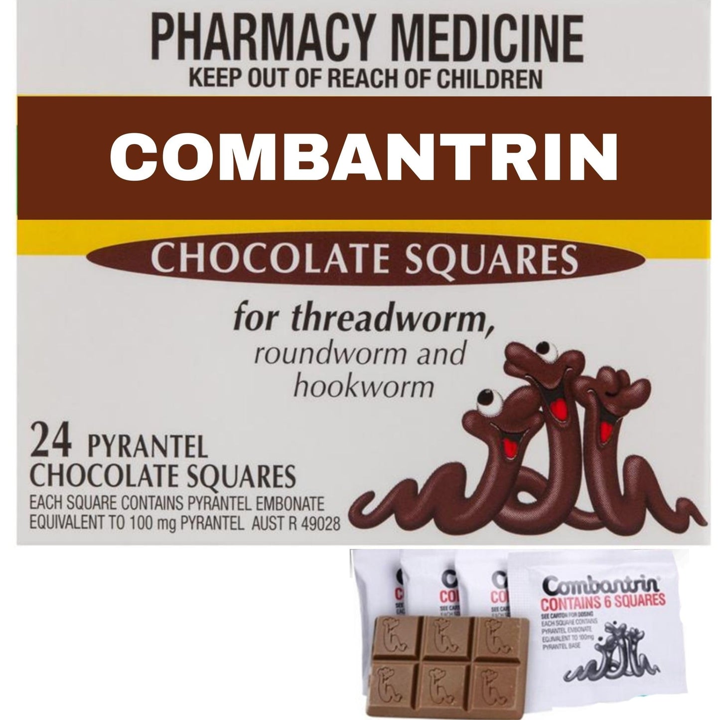 Combantrin Chocolate Squares - 24 Squares for Family