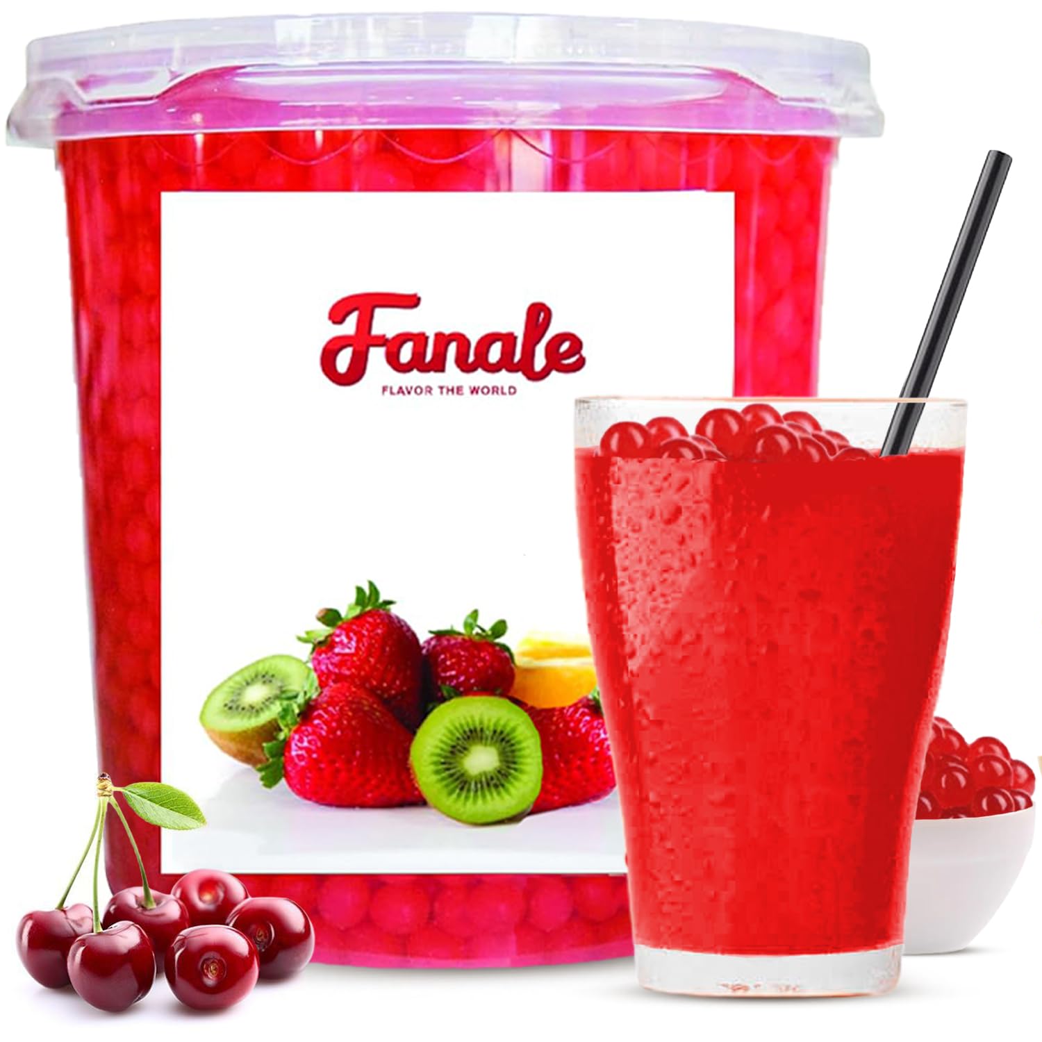 Fanale Cherry Popping Boba Pearls, Vegan, Non-GMO, Gluten-Free, 7 lb Pack