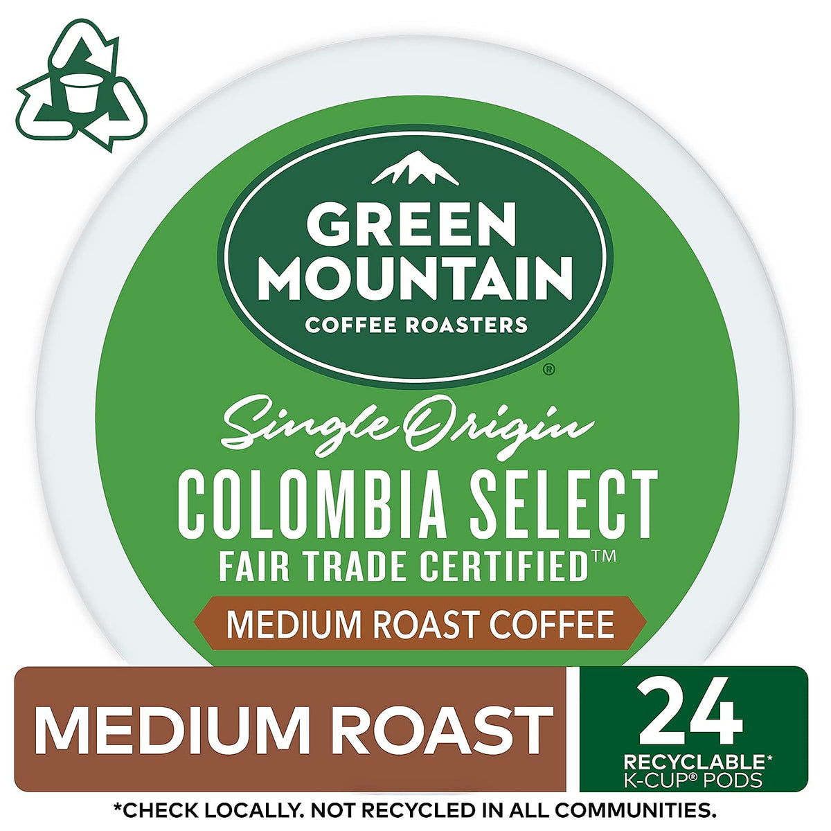 Green Mountain Coffee Roasters Colombia Select, Single-Serve Keurig K-Cup Pods, Medium Roast Coffee, 24 Count