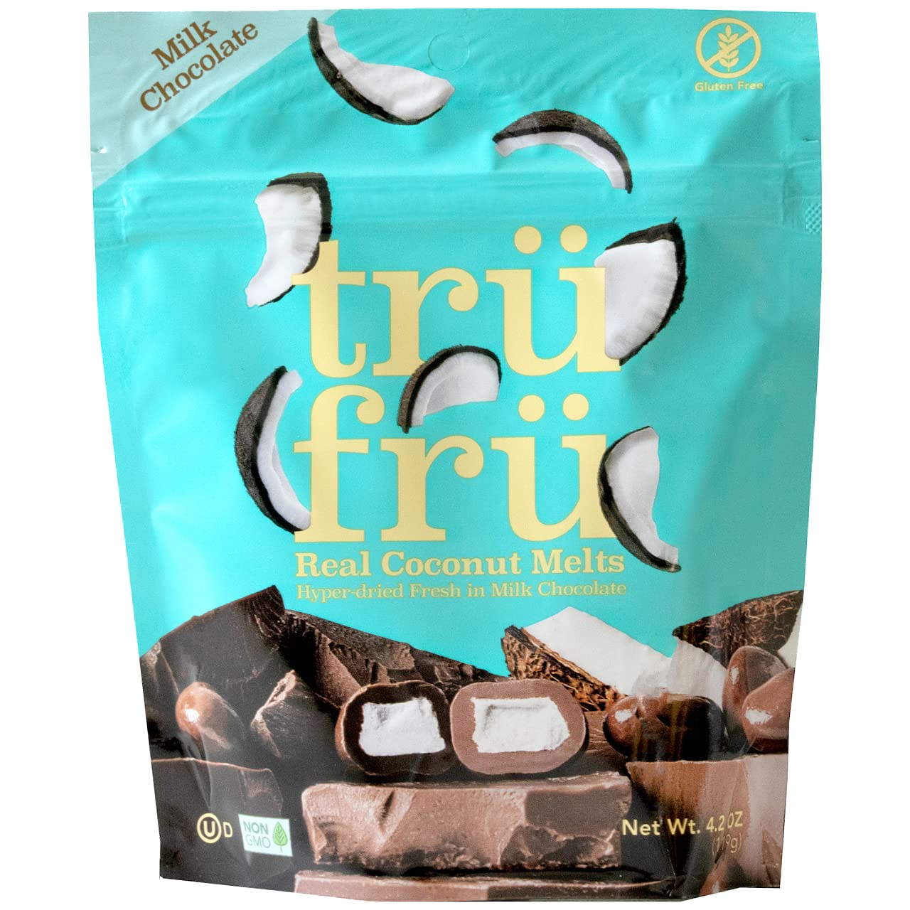 Tru Fru Real Coconut Melts Hyper-Dried Fresh In Milk Chocolate, 4.2 Ounce Bag