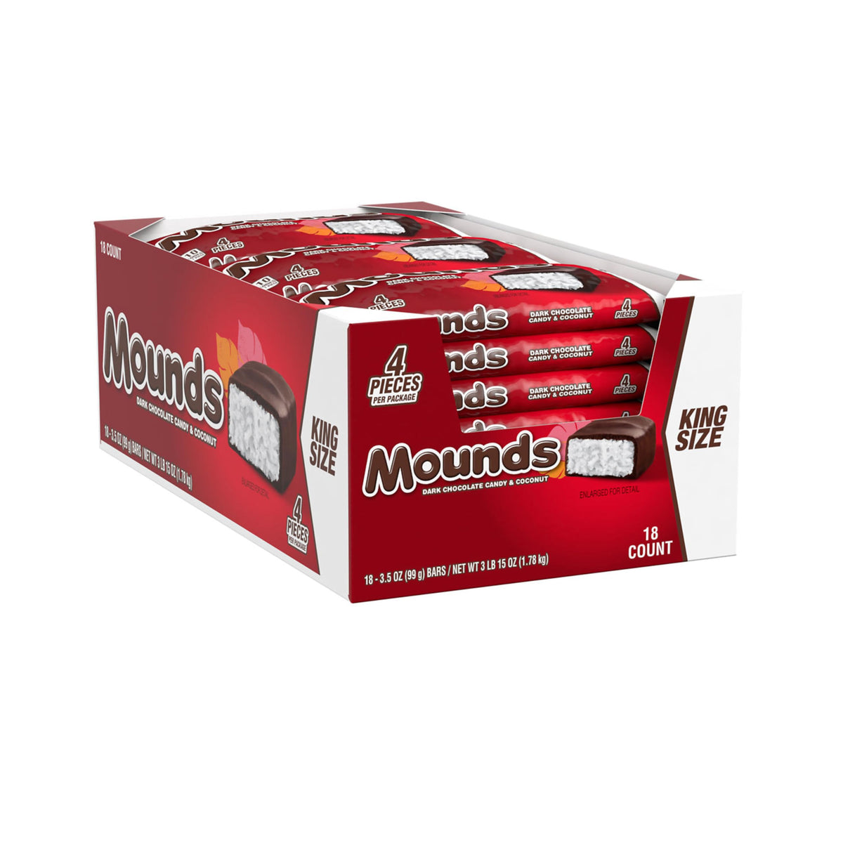 MOUNDS Coconut and Dark Chocolate King Size  Candy Bars  3.5 oz (18 Count)
