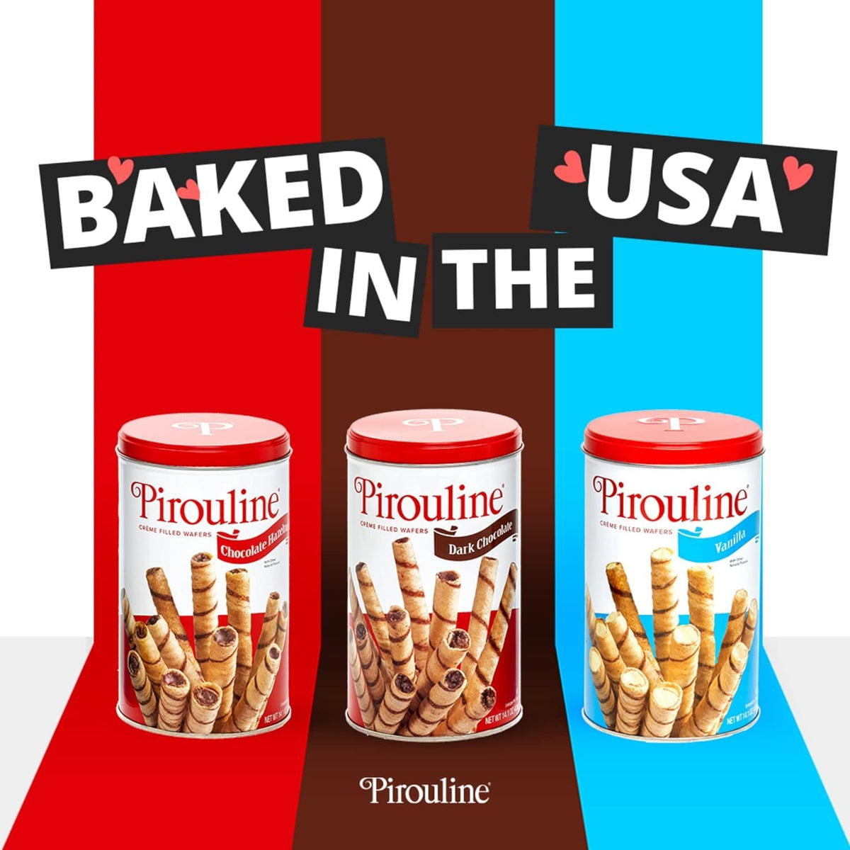 Pirouline - Vanilla Rolled Wafers - Rolled Wafer Sticks, Crème Filled Wafers, Rolled Cookies For Coffee, Tea, Ice Cream, Snacks, Parties, Gifts, And More - 14.1Oz Tin 6 Pack